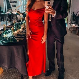 Red dress for party, long red dress, off shoulder red cocktail dress, prom dress
